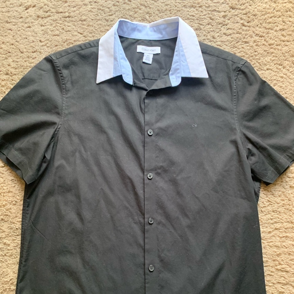 Mens Calvin Klein Black Short Sleeve Button Down
